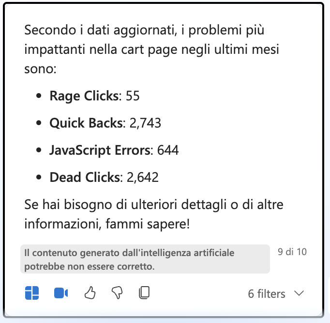 Scopri problemi specifici UX con Copilot