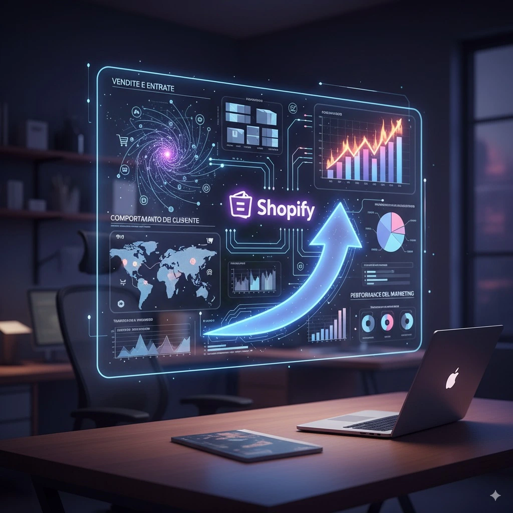 Dashboard Shopify Analytics con ordini, ricavi e tasso di conversione per e-commerce