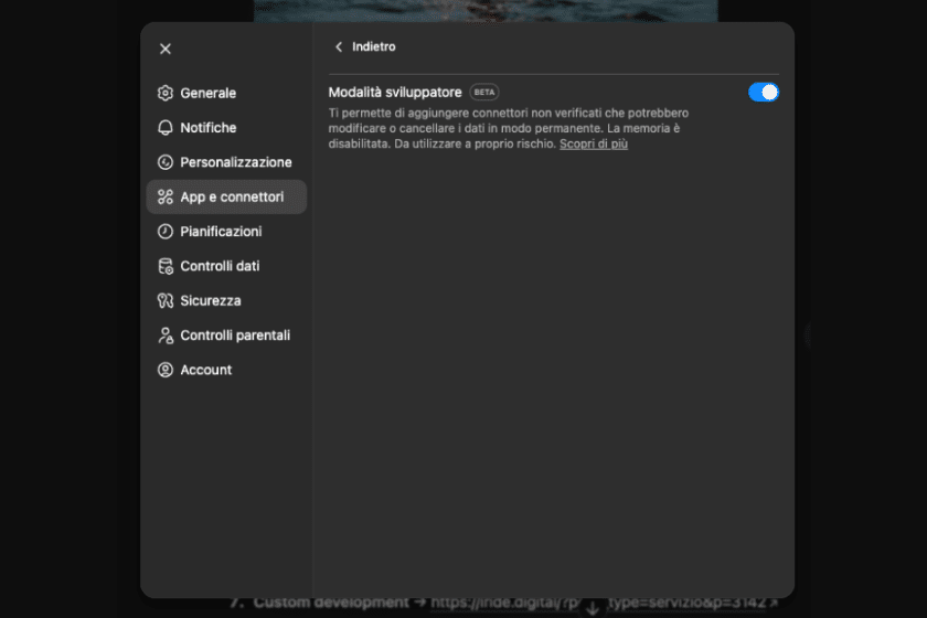 Modalità sviluppatore